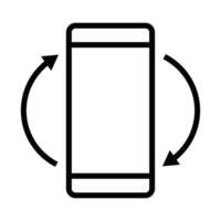 Rotating phone icon, symbolizing screen rotation, mobile app functionality, and device orientation in modern smartphone designs. Editable stroke. vector