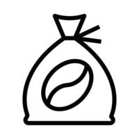 Coffee bag icon in minimalist line style, ideal for packaging, coffee shops, or delivery concepts related to beans and brewed beverages. Editable stroke. vector