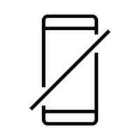 icon of a mobile phone with a diagonal line, indicating no service or no signal. Editable stroke. vector