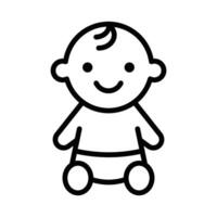 Simple line icon of a cute baby sitting, symbolizing childhood, innocence, family, or childcare services. Editable stroke. vector