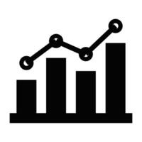 Minimalist line icon of a bar chart with a rising trend line, representing growth, success, or financial performance. Editable stroke. vector