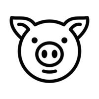 Smiling pig face icon in a simple outline style, perfect for representing farms, animals, agriculture, or food industry concepts. Editable stroke. vector