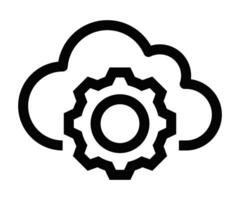 Simple line icon showing a cloud with a gear, representing cloud computing, settings, or system configuration in cloud services. Editable stroke. vector