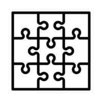 Simple puzzle grid icon with interconnected pieces, symbolizing teamwork, collaboration, and problem-solving in business or personal contexts. Editable stroke. vector