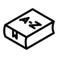 Simple line icon of a dictionary with A-Z letters on the cover, symbolizing language, knowledge, and alphabetical reference. Ideal for educational and translation-related designs. Editable stroke. vector