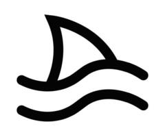 Minimalist line icon of a shark fin emerging from water, symbolizing ocean life, danger, or marine themes. Perfect for wildlife, sea, or aquatic-related designs. Editable stroke. vector