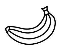 Minimalist banana icon in a line style, ideal for representing fruits, tropical food, healthy eating, and natural products in food-related designs. Editable stroke. vector