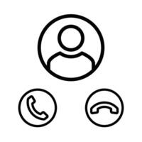 Simple icon of a person with phone call symbols, representing communication, customer service, or mobile phone interaction. Editable stroke. vector