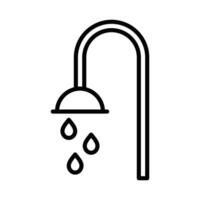Minimalist showerhead icon with water droplets, ideal for bathroom, hygiene, or plumbing-related designs and home improvement concepts. Editable stroke. vector