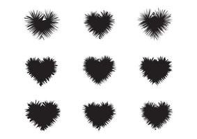 Spiked Heart Silhouettes And Edgy Abstract Line Art in Black Shapes vector