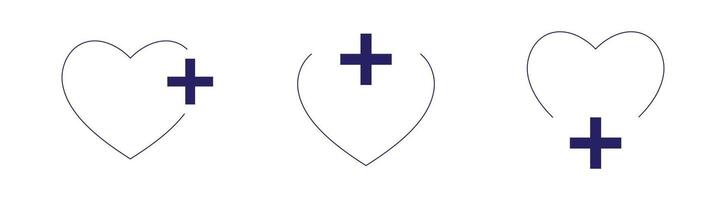 Heart and Cross Symbol Fusion Logos Showing Minimalist Visual of Love and Healing in Three Stages vector