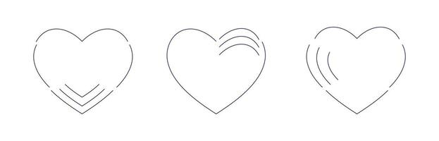 Three Heart Logo Designs with Different Inner Line Patterns A Creative Study of Symmetry and Curve Variations vector