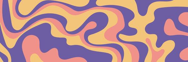 Fluid, liquid waves print illustration. Psychedelic groovy background. vector
