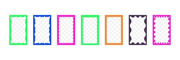 Neon frames set. Squiggle, smooth waves border for text or image. Empty form shapes. vector