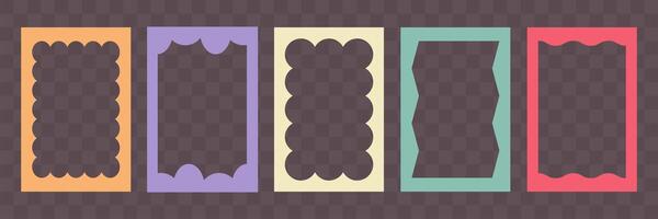 Wiggly rectangular shapes collection. Abstract border box for text or images. Geometric form for social media vector