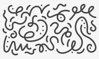 Childish scribble backdrop illustration. Doodle lines, variorse shapes. Hand drawn scribble waves vector