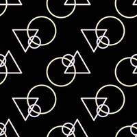 Round and Triangle Graphic Geometric Shape Seamless Swatch Pattern Background. Wallpaper Design Print. Textile Fabric Print Swatch Seamless Texture. Geometric Shape Element Symbol Isolaed on Black vector