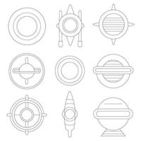 Retro futuristic design elements. collection of abstract graphic geometric symbols and objects vector