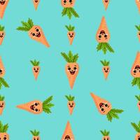 A seamless pattern with a funny carrot. Funny carrots in a seamless Design.turquoise background vector