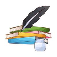 ink pen and stack of books vector