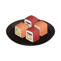 delicious sushi on a plate vector