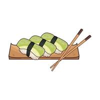 Illustration of sushi with chopsticks vector