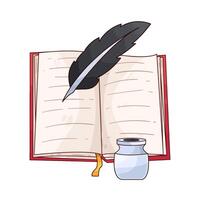 write in a book with ink pen illustration vector
