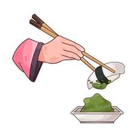 illustration of sushi with wasabi vector