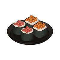 fresh sushi on plate vector