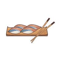 sushi with chopsticks vector