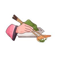 shrimp sushi with wasabi vector