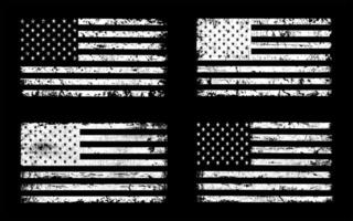American Grunge Flag Bundle. vector