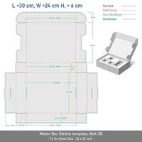 Stander Mailer Box Dieline template With 3D vector