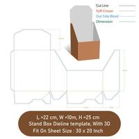 Stand Box Dieline template and 3D, file vector