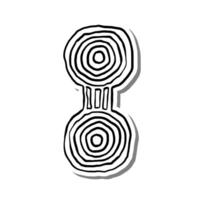 Doodle Abstract Art Double Circle on white silhouette and gray shadow. Hand drawn cartoon style. illustration for decorate and any design. vector