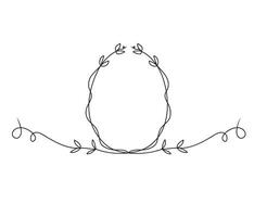 Easter frame in the shape of an egg with plant branches by one line. Sketch. Continuous line drawing floral egg. Illustration in minimalistic art. vector
