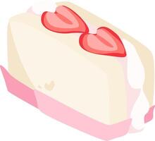 A slice of cake with two hearts on it vector