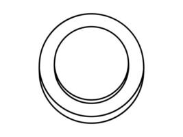 Hand drawn cute outline illustration emergency warning button top view. Alarm pressbutton. Flat problem caution sign line art doodle. Security breach. Stop signal. Launch or start. Isolated. vector