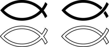 outline silhouette Christian Fish symbol set vector
