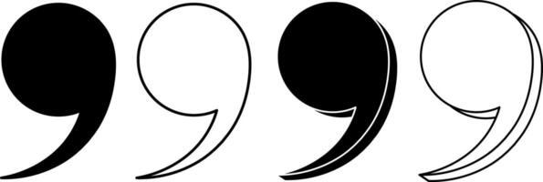 outline silhouette comma icon set vector