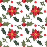 New Year pattern. New Year hand drawn berries, red berries, green leaves on white background for Christmas and winter paper and textile print. vector