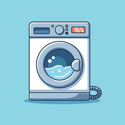 Washing Machine Cartoon Icon Illustration. Object Technology Icon Concept Isolated Premium . Flat Cartoon Style