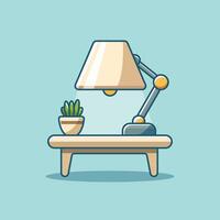 Table Lamp Icon Illustration. Lamp On Table Icon Concept White Isolated. Flat Cartoon Style vector