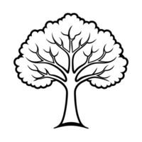 Tree line art silhouette with white background vector