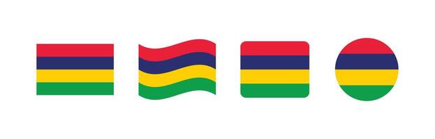 Mauritius flag. Set of Mauritius Flags Collection. vector
