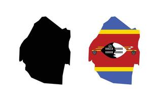Eswatini Map. Map of Eswatini with National Flag. vector