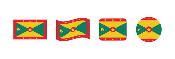 Grenada flag. Set of Grenada Flags Collection. vector