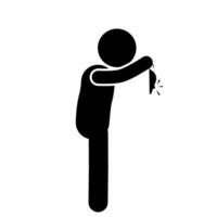 stick figure illustration of catching a mouse, with mouse in hand vector