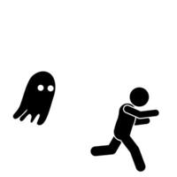 illustration of a stick figure running chased by a ghost vector