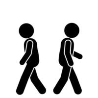 stick figure illustration of passing each other on the road, in different directions vector